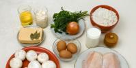 Палачинков пай с яйце, гъби и пиле